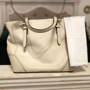 Micheal Kors Aria Leather Large Tote Bag in Sand